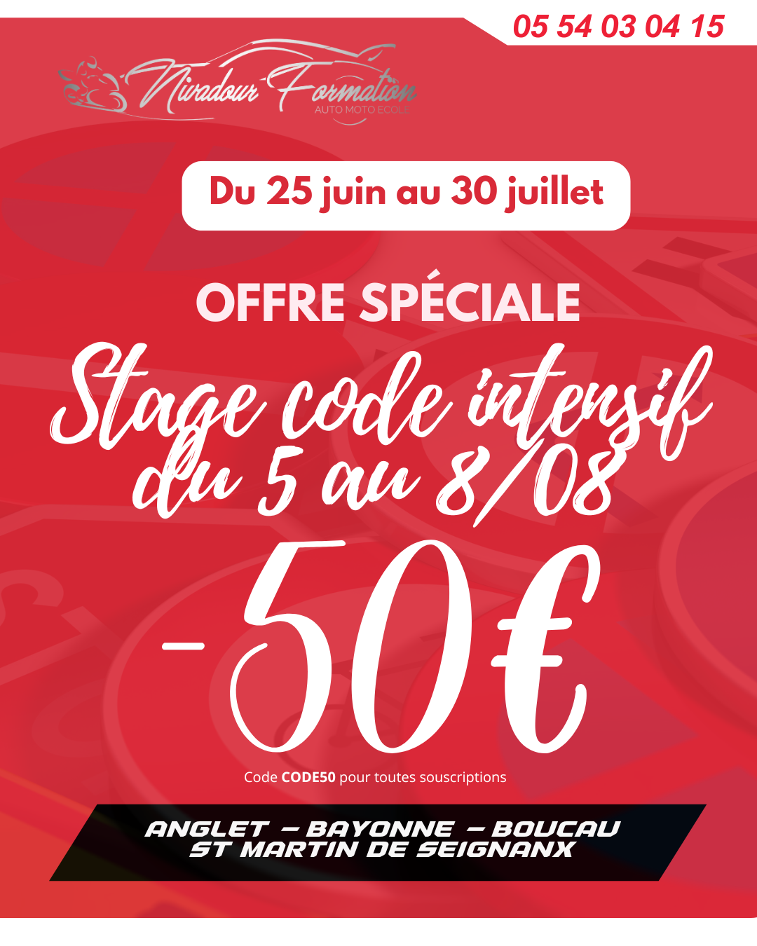 Promo du mois : STAGE INTENSIF DU CODE -50 €